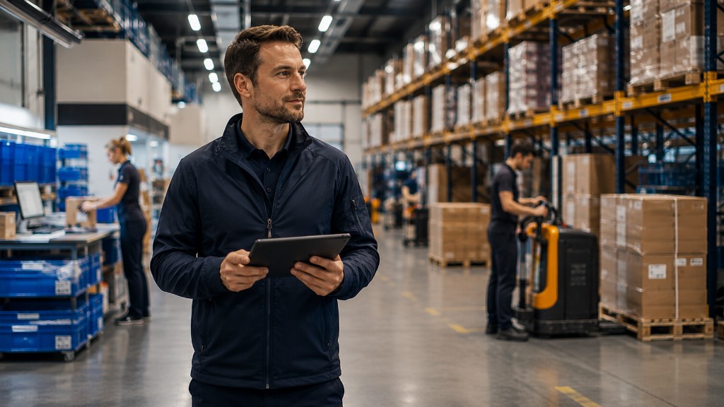 Magazijn met tablet — werkcontrole TaskCheck