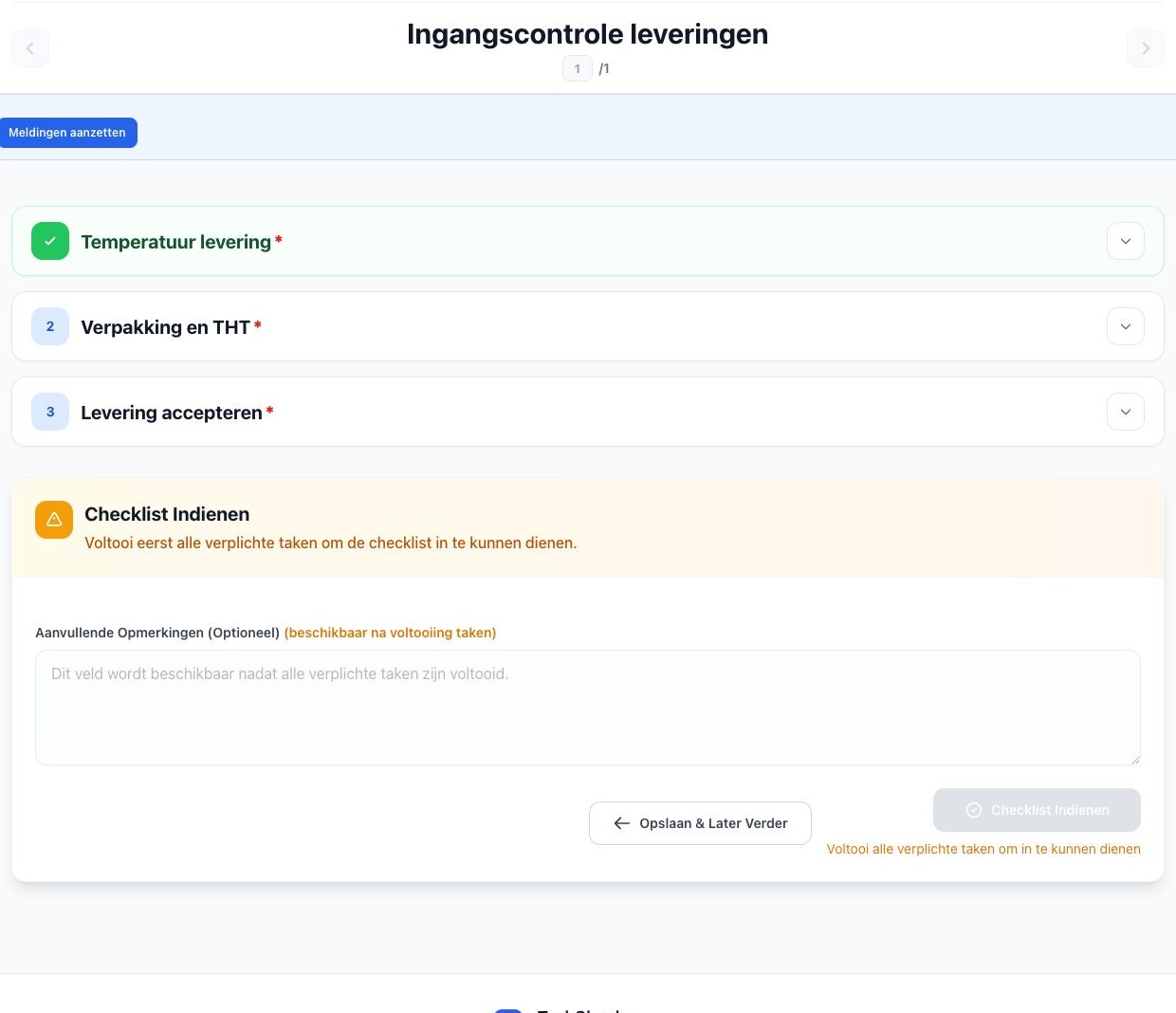TaskCheck uitvoering waarin een medewerker een checklist invult