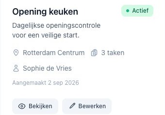 TaskCheck-checklist Opening keuken, actief op locatie Rotterdam Centrum