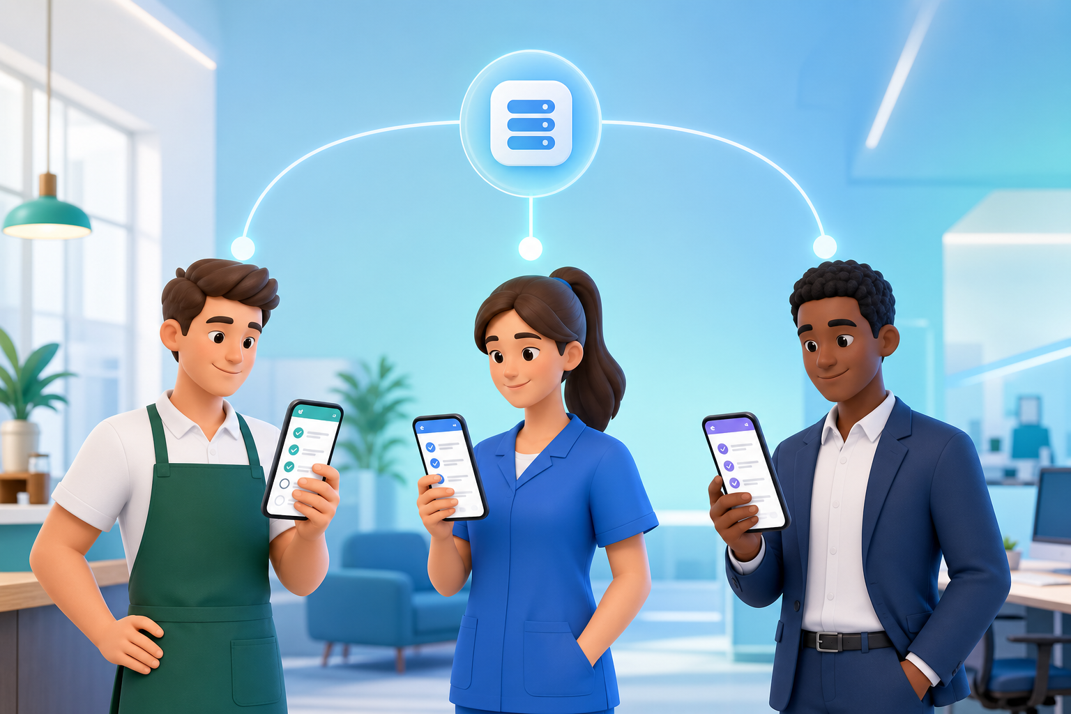 Takenlijst personeel app – medewerkers met eigen takenlijst op mobiel verbonden aan één systeem
