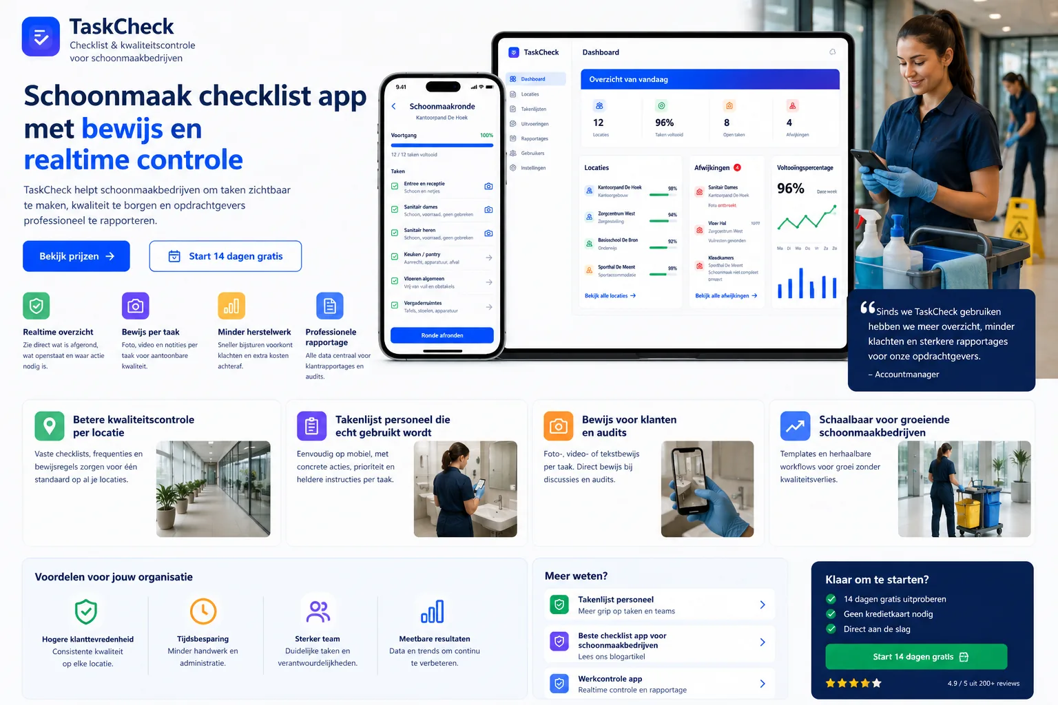 Digitale schoonmaak checklist op mobiel